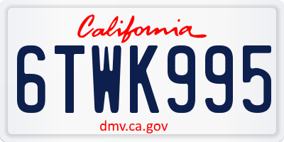 CA license plate 6TWK995