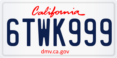 CA license plate 6TWK999