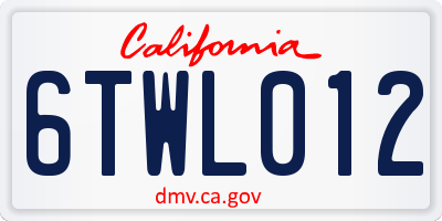 CA license plate 6TWL012