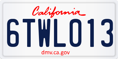 CA license plate 6TWL013