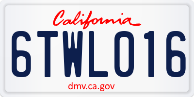 CA license plate 6TWL016