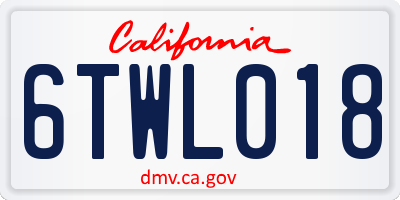 CA license plate 6TWL018