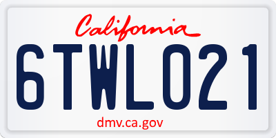 CA license plate 6TWL021