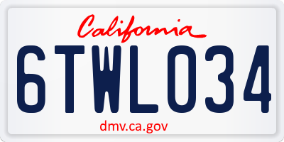 CA license plate 6TWL034