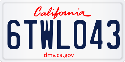 CA license plate 6TWL043