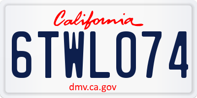CA license plate 6TWL074
