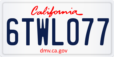 CA license plate 6TWL077