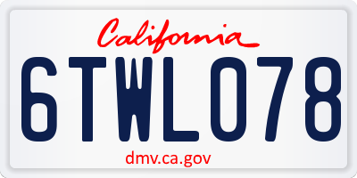CA license plate 6TWL078