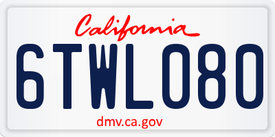 CA license plate 6TWL080