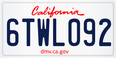 CA license plate 6TWL092