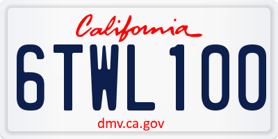 CA license plate 6TWL100