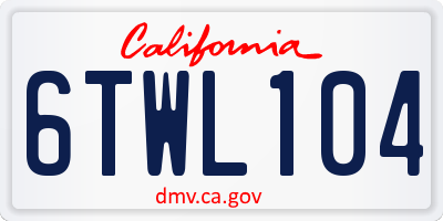 CA license plate 6TWL104