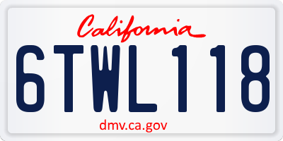 CA license plate 6TWL118