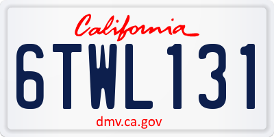 CA license plate 6TWL131