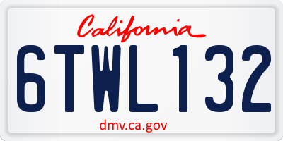 CA license plate 6TWL132