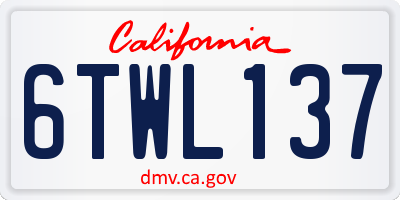 CA license plate 6TWL137