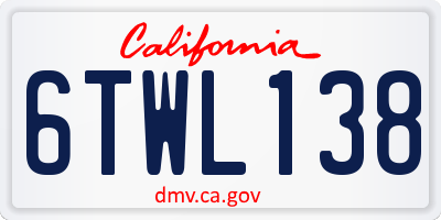 CA license plate 6TWL138