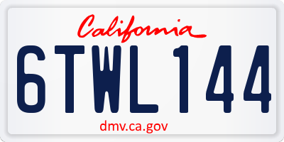 CA license plate 6TWL144