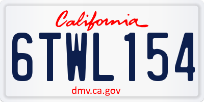 CA license plate 6TWL154