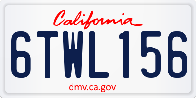 CA license plate 6TWL156