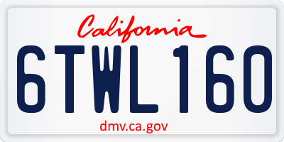 CA license plate 6TWL160