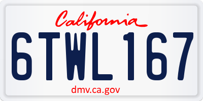 CA license plate 6TWL167