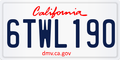 CA license plate 6TWL190