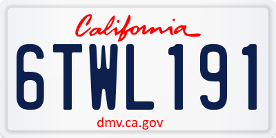 CA license plate 6TWL191