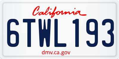 CA license plate 6TWL193