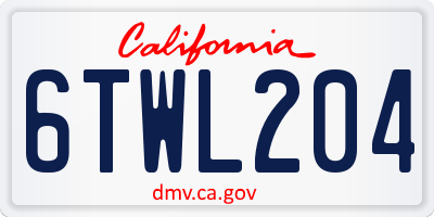 CA license plate 6TWL204