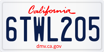 CA license plate 6TWL205
