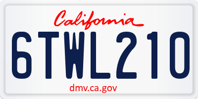 CA license plate 6TWL210
