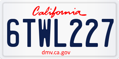 CA license plate 6TWL227