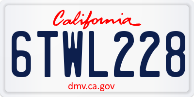 CA license plate 6TWL228