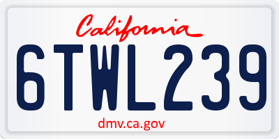 CA license plate 6TWL239