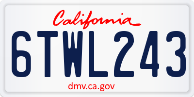 CA license plate 6TWL243