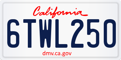 CA license plate 6TWL250