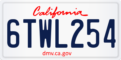 CA license plate 6TWL254