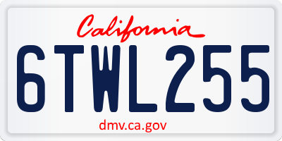 CA license plate 6TWL255