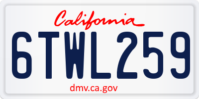 CA license plate 6TWL259