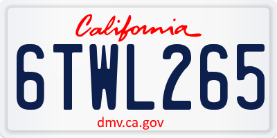 CA license plate 6TWL265