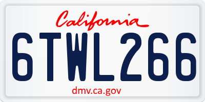 CA license plate 6TWL266