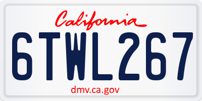 CA license plate 6TWL267