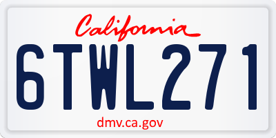 CA license plate 6TWL271