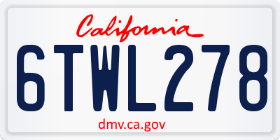 CA license plate 6TWL278