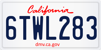 CA license plate 6TWL283