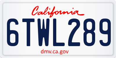 CA license plate 6TWL289