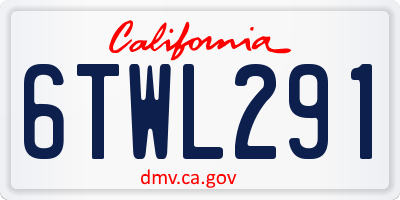 CA license plate 6TWL291