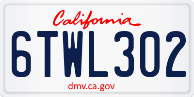 CA license plate 6TWL302