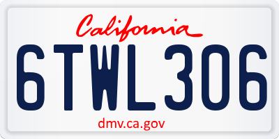 CA license plate 6TWL306
